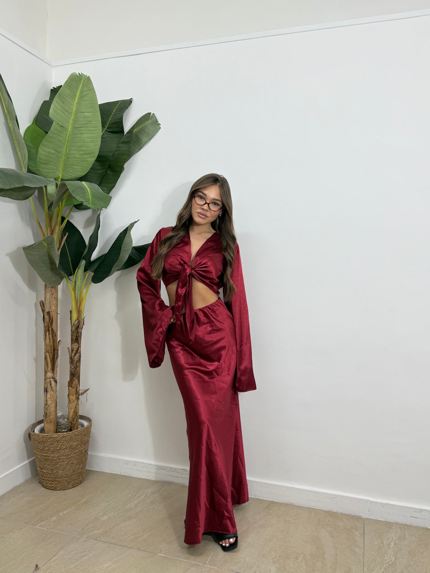 Coordinato satin con gonna