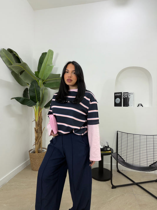 Maglia oversize rigata blu