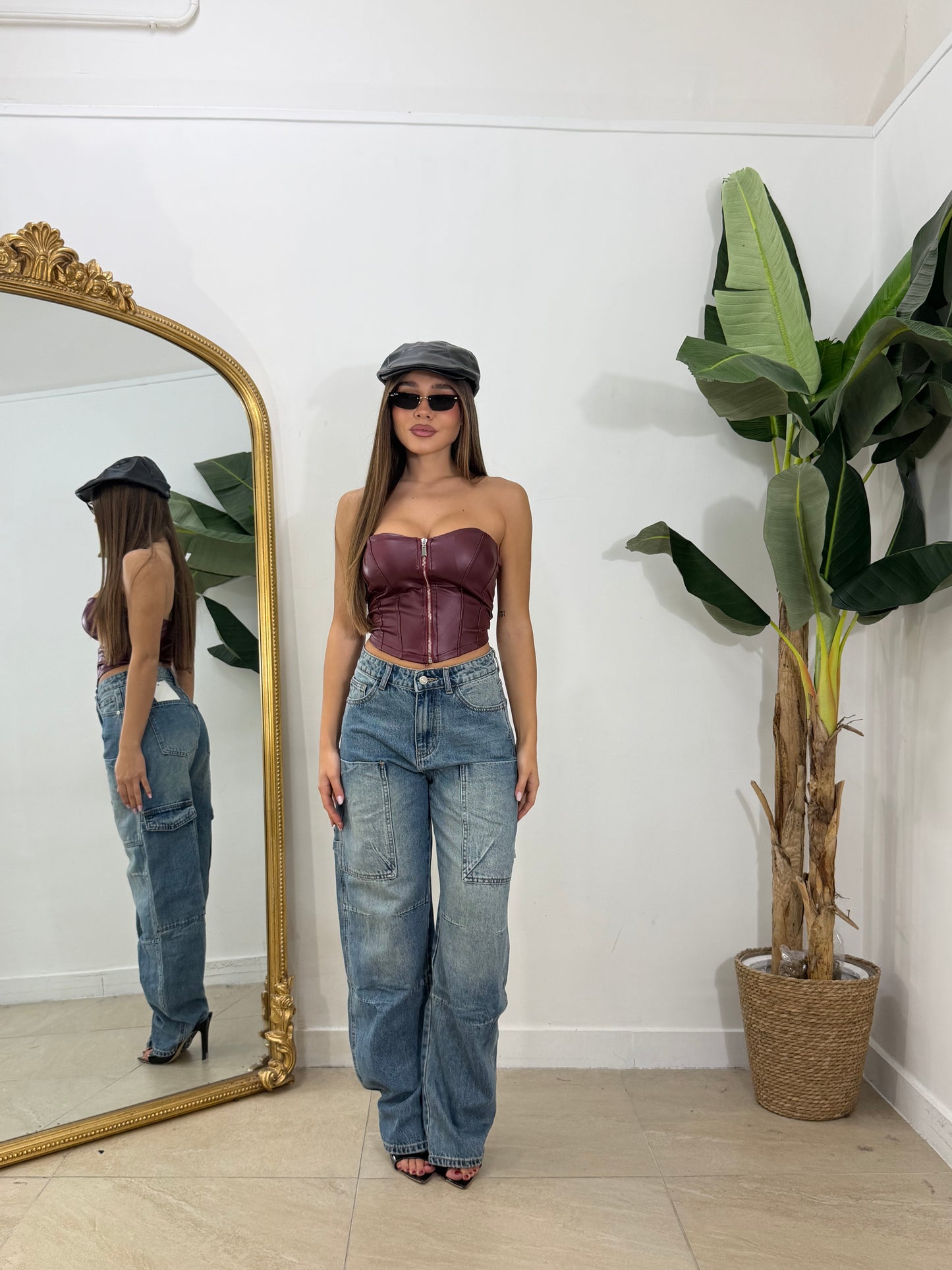 Jeans cargo sabbiato