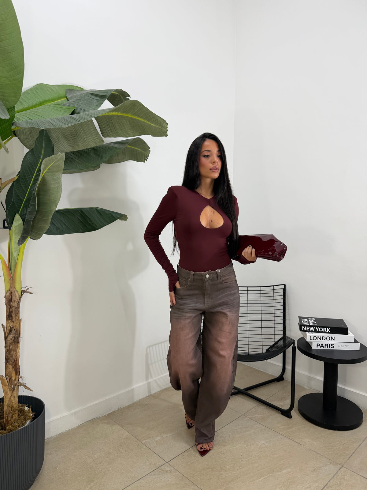 Jeans sfumato bordeaux - 681
