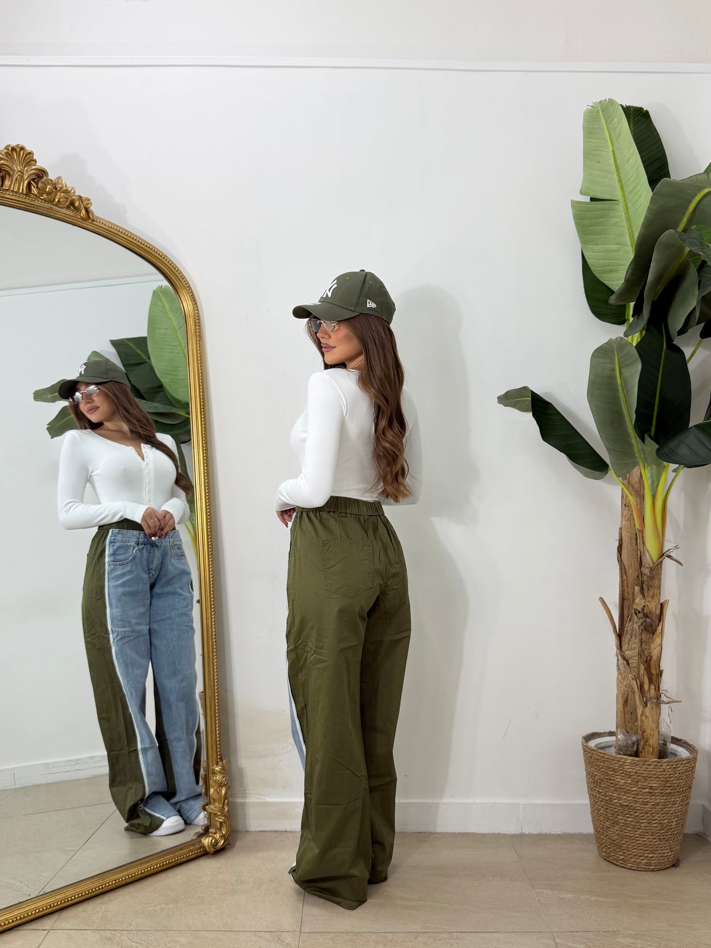 Jeans bicolor Verde