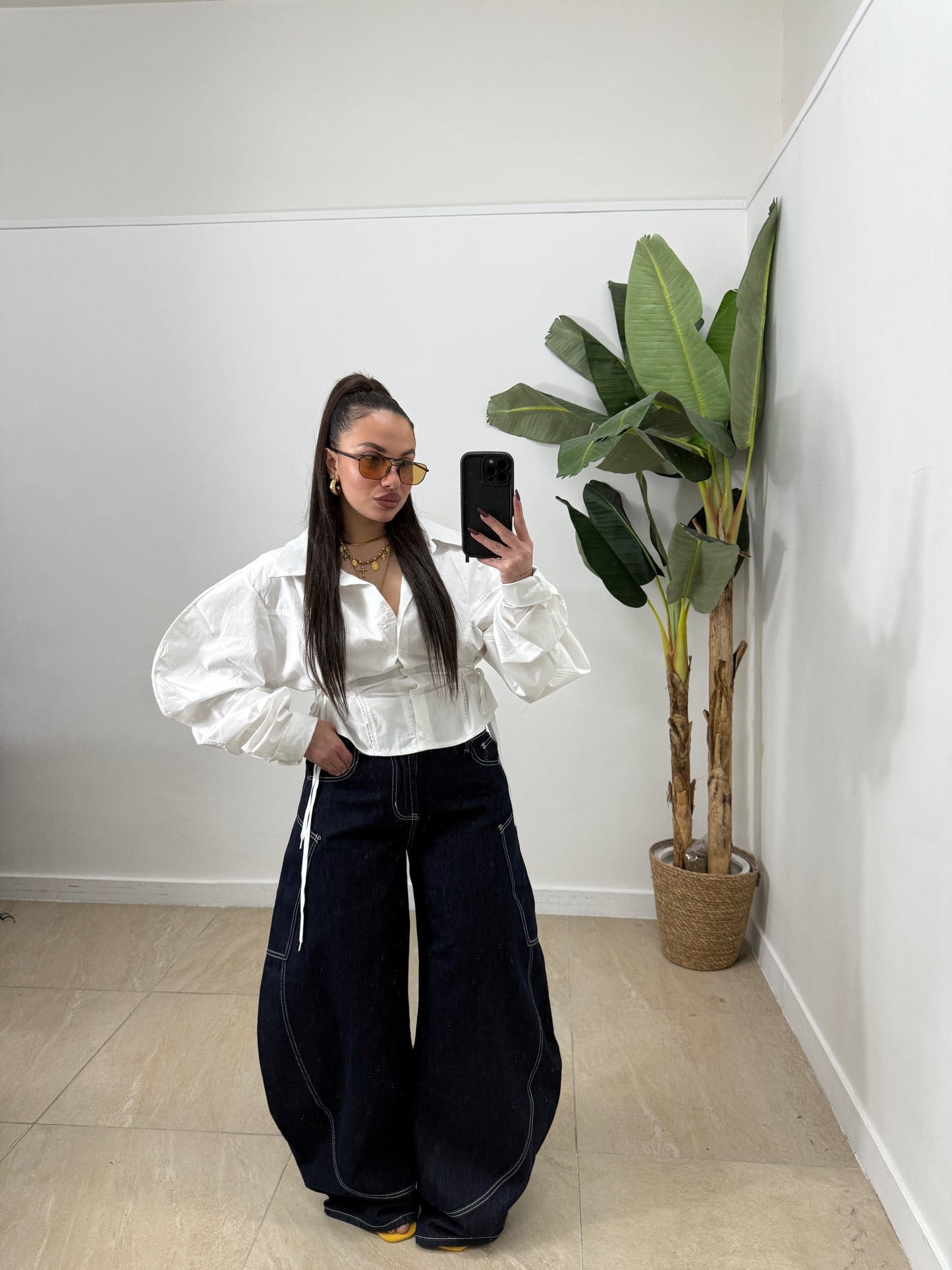 Jeans cuciture white 22011