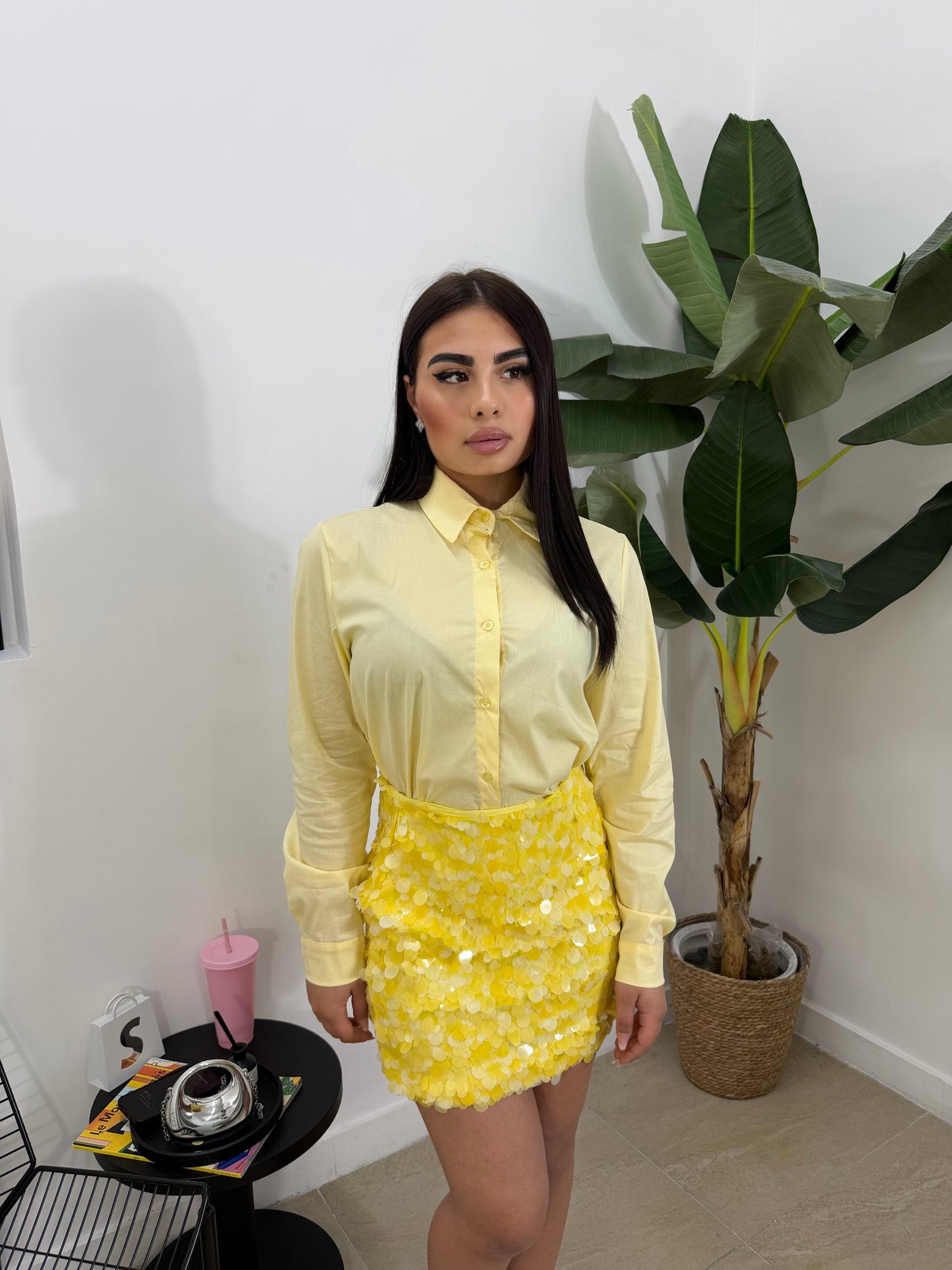 Camicia basic gialla -30312