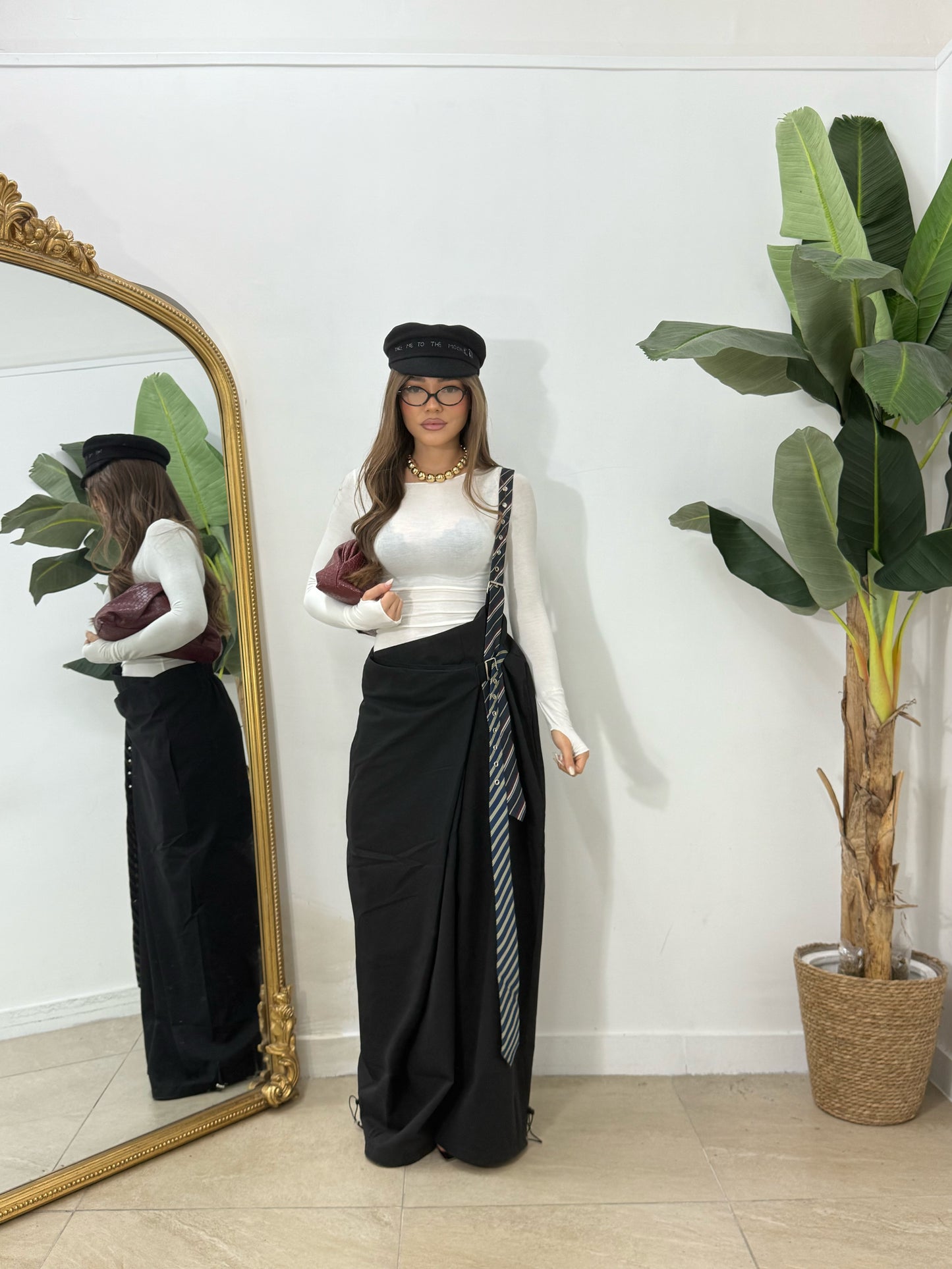 Salopette oversize monospalla nera -45127