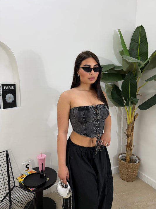 Top denim nero -1414