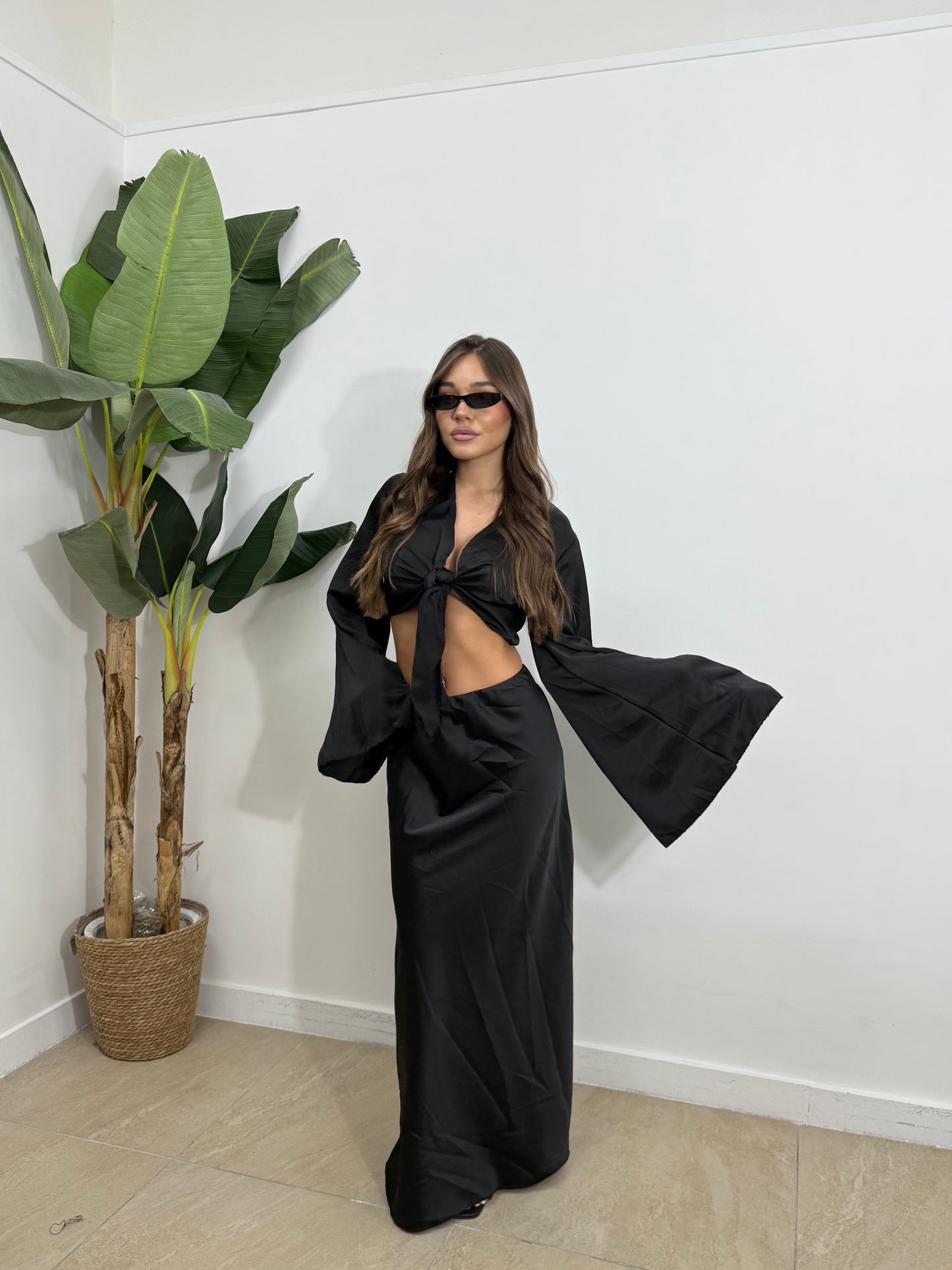 Coordinato satin con gonna