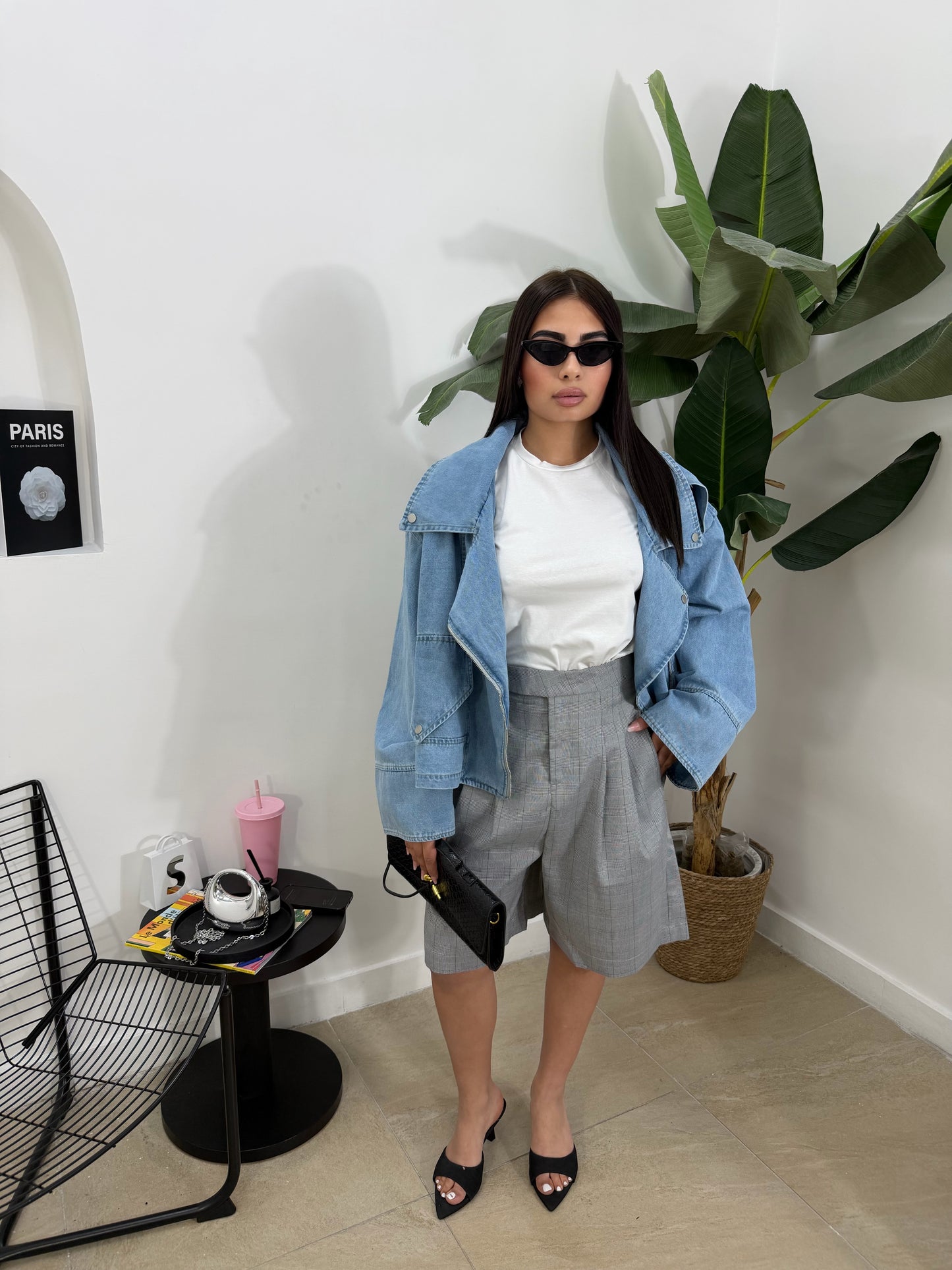 Biker oversize denim chiaro -13977