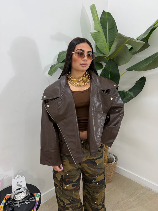 Biker oversize marrone -534