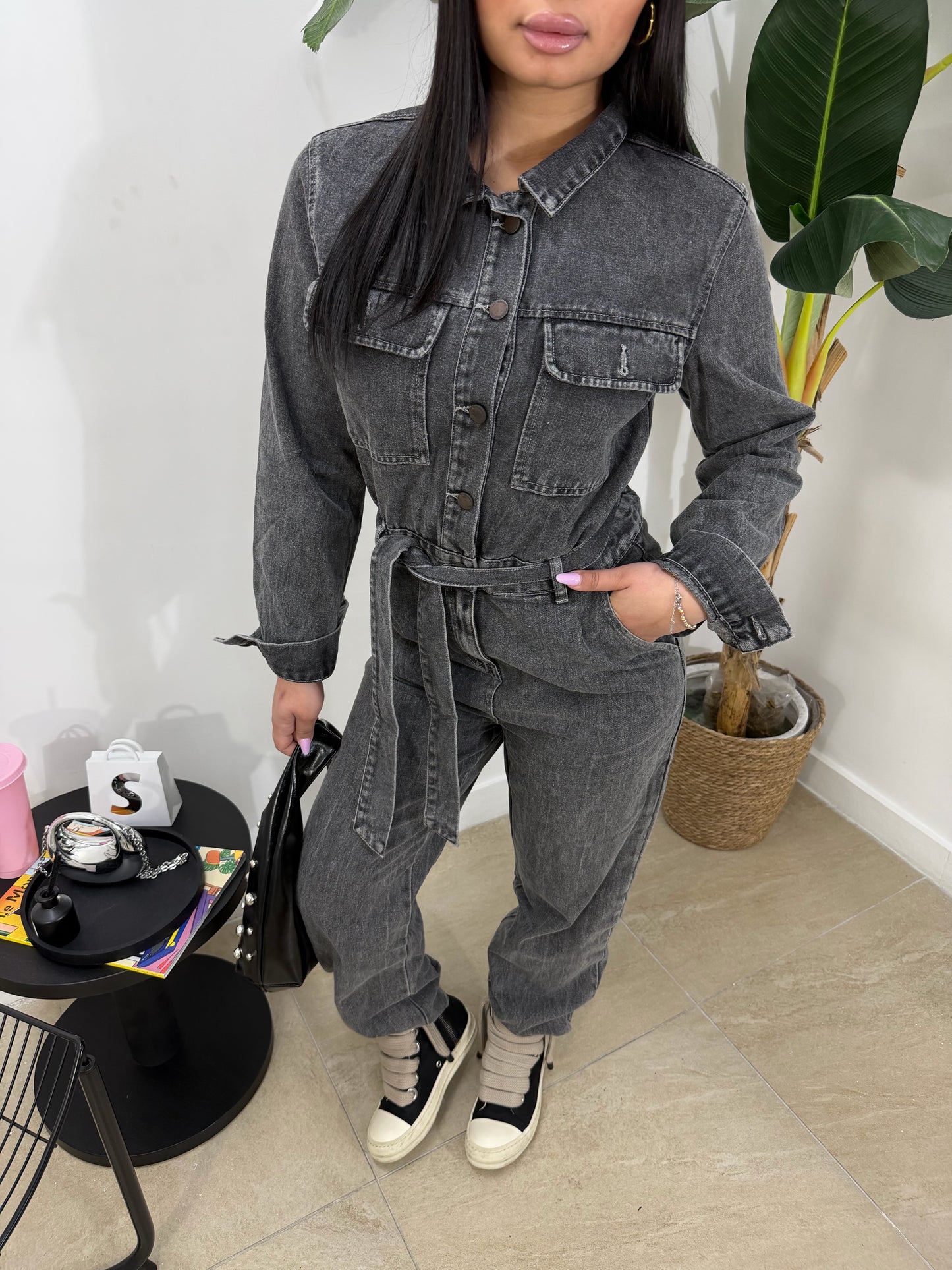 Jumpsuit denim nera hanna-0239