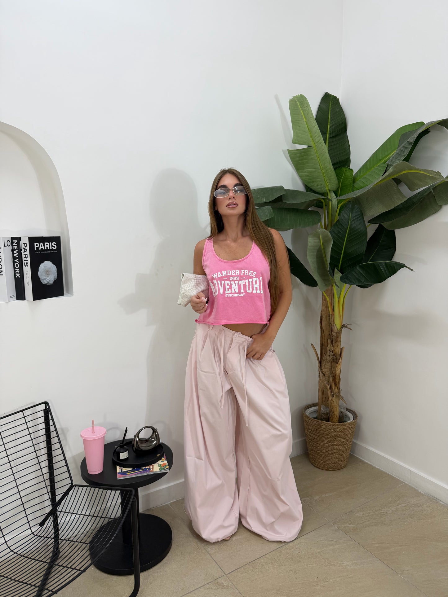 Pantalone oversize rosa -19530