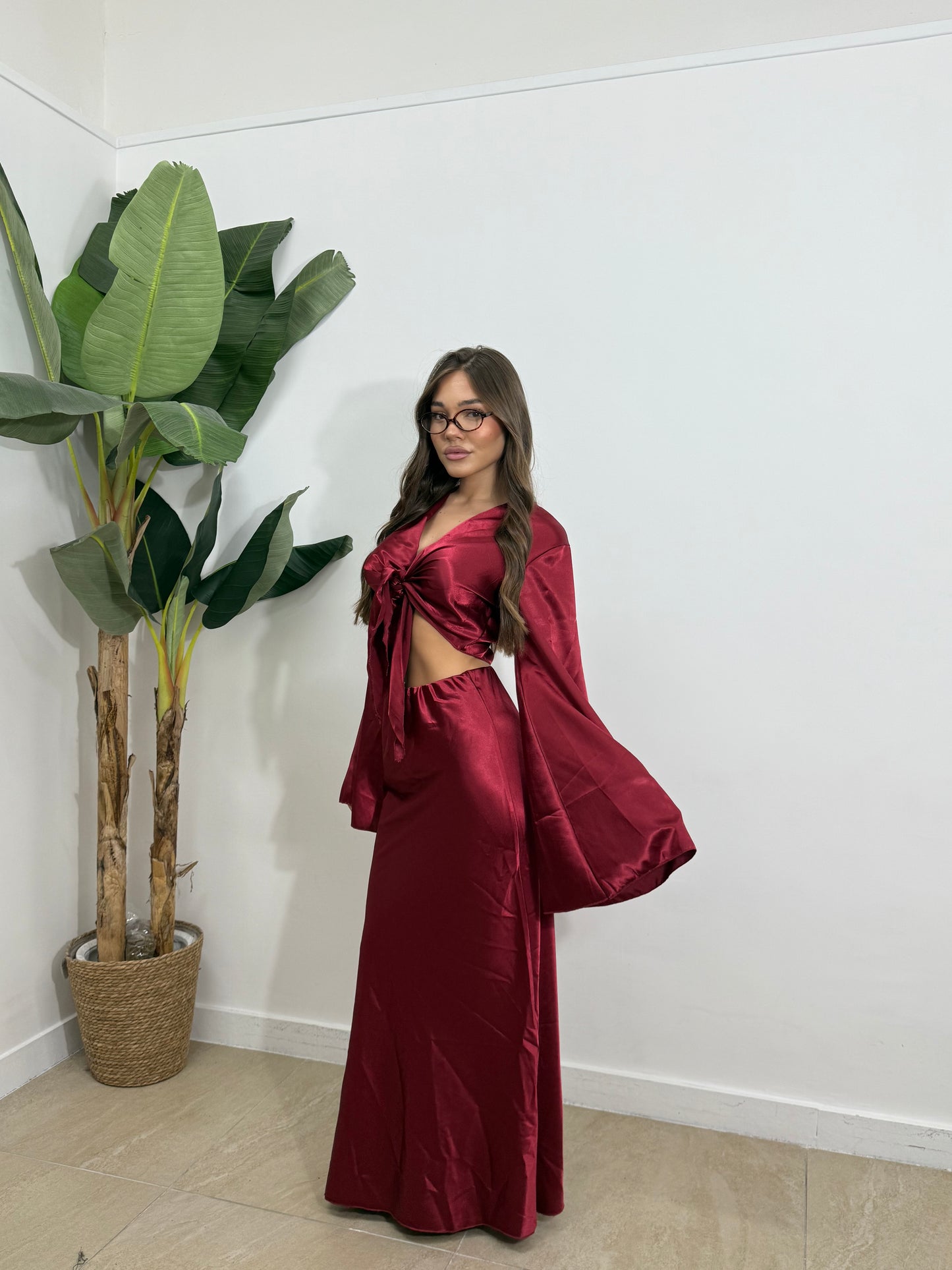 Coordinato satin con gonna