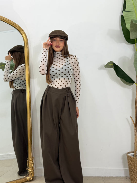 Maglia pois velata panna