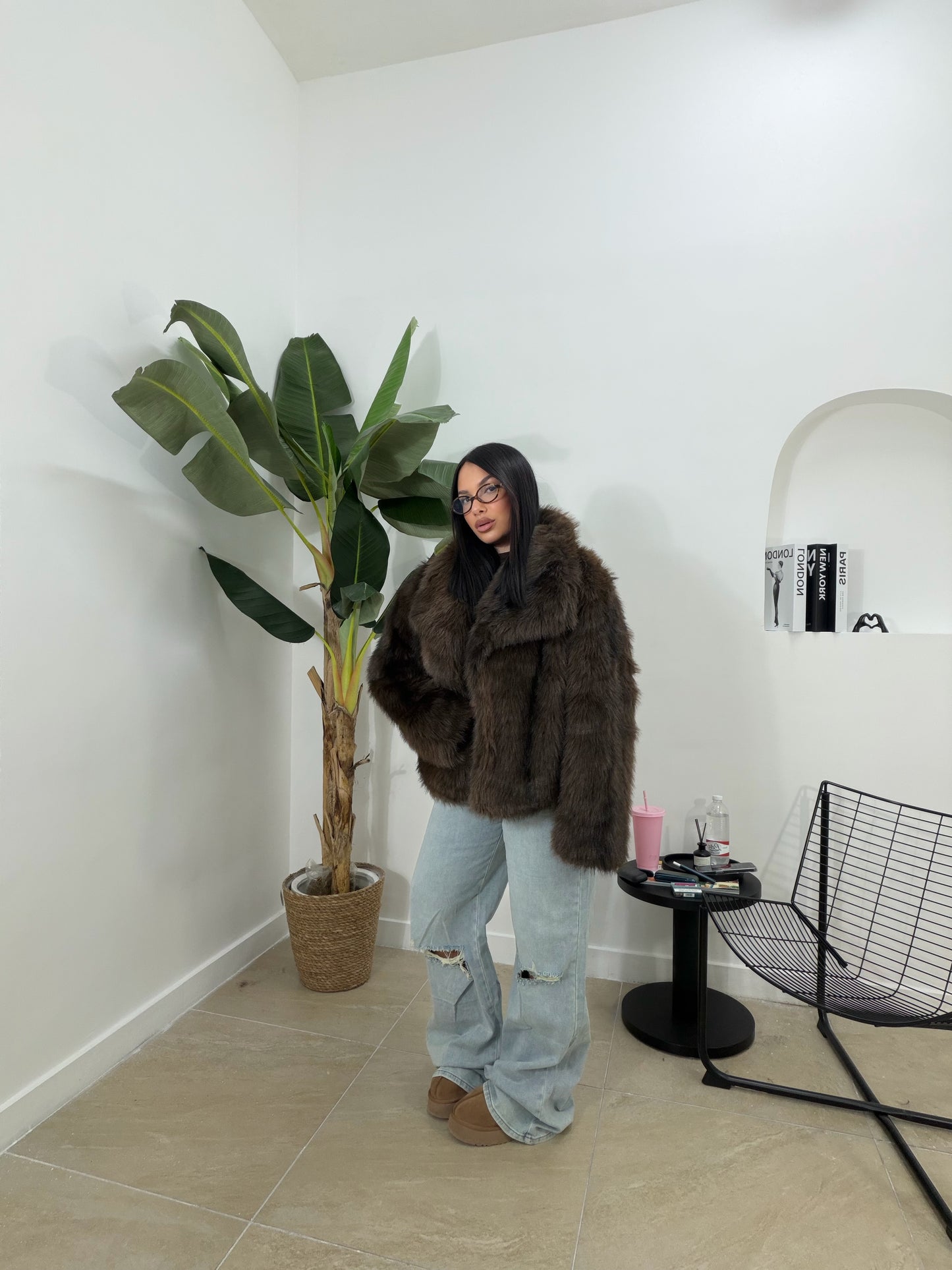 Pelliccia sfumata marrone