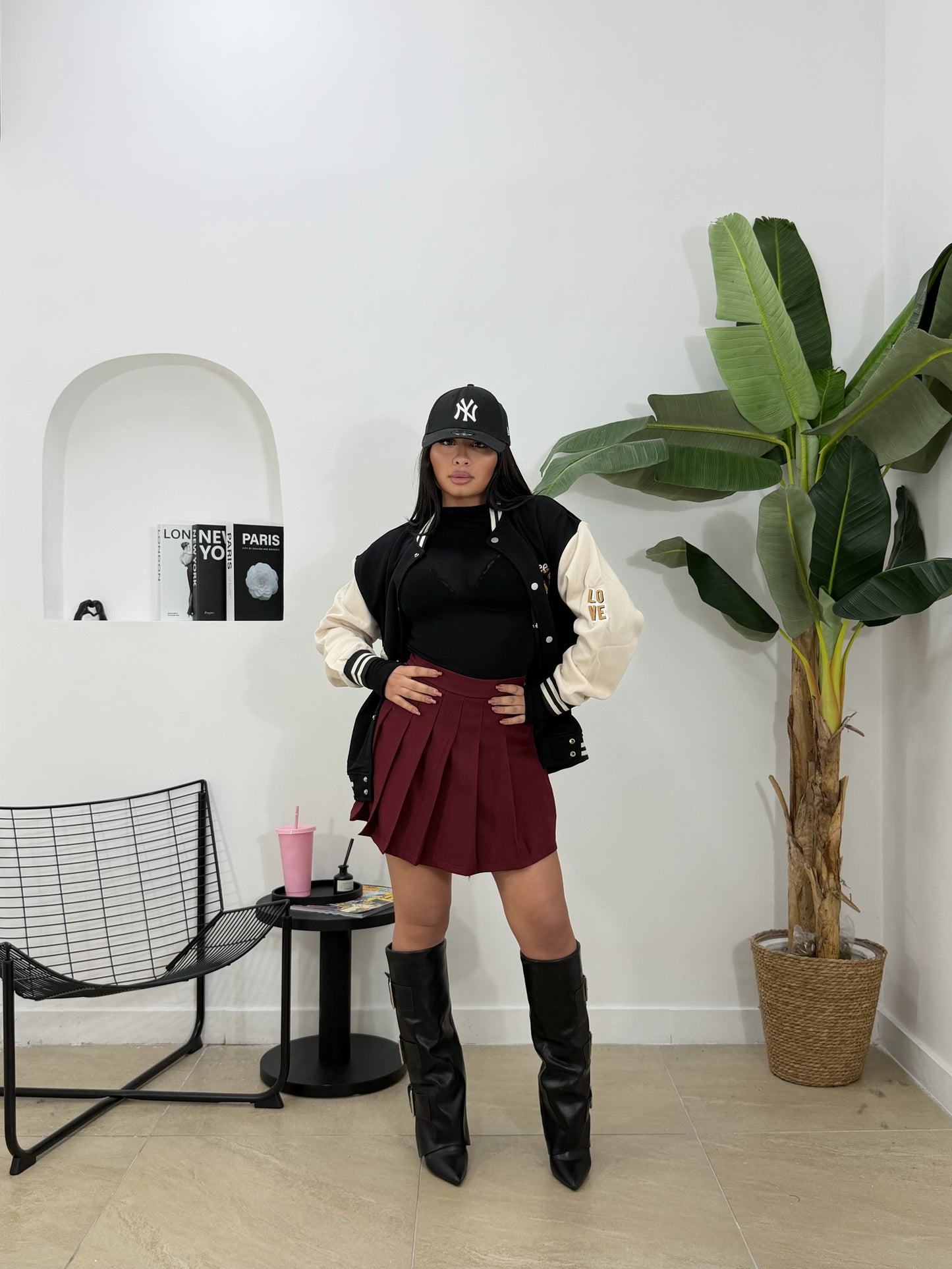 Gonna plisse bordeoux