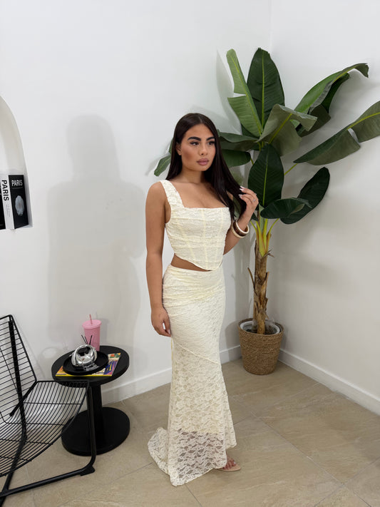 Cord set macramé panna -7002