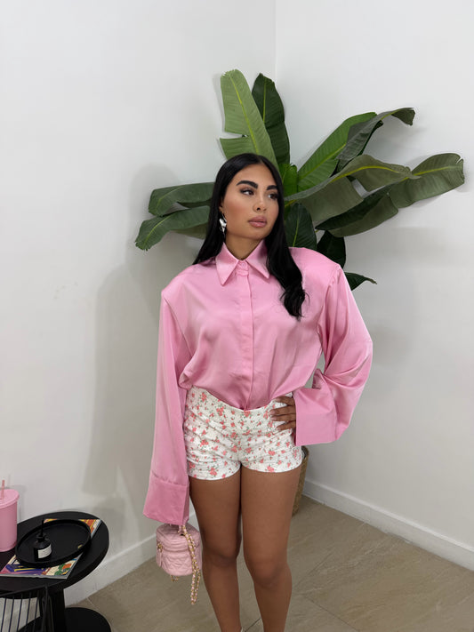 Camicia saten rosa -2807