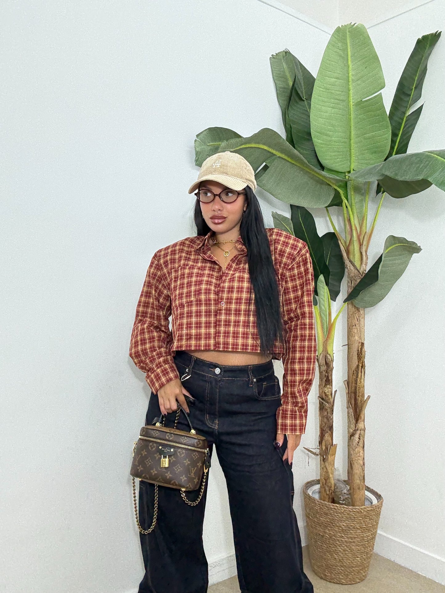 Camicia crop quadri BORDEOUX -44637