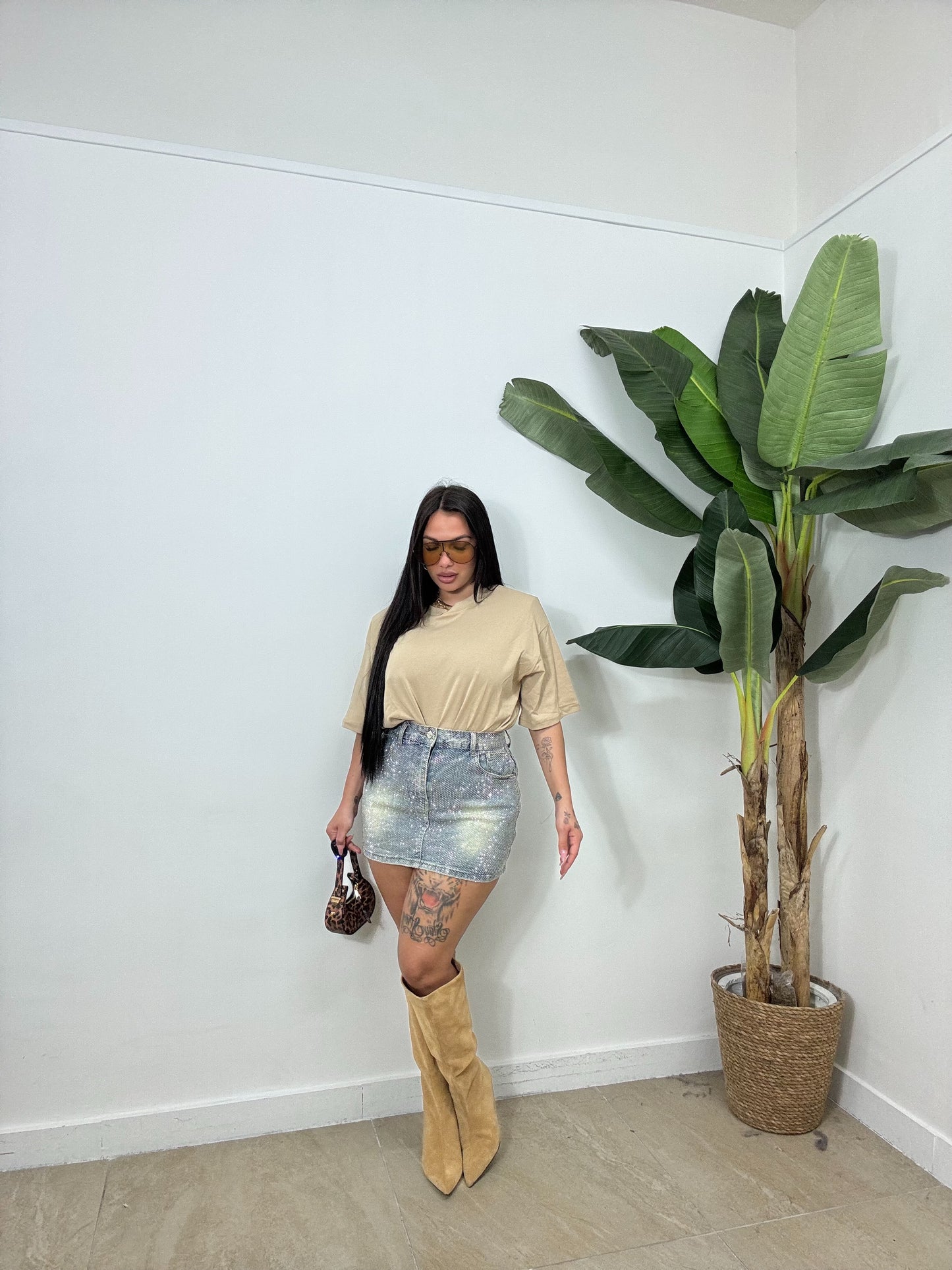 Pantagonna denim con brillantini