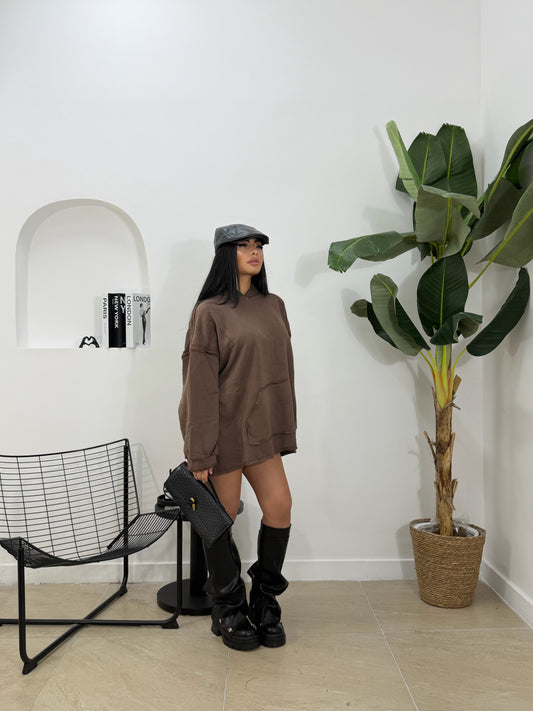 Felpone cuciture - marrone