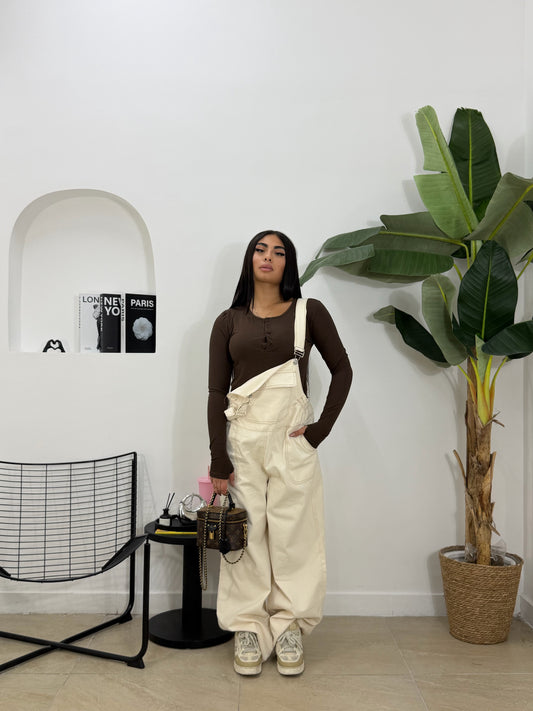 Salopette oversize crema