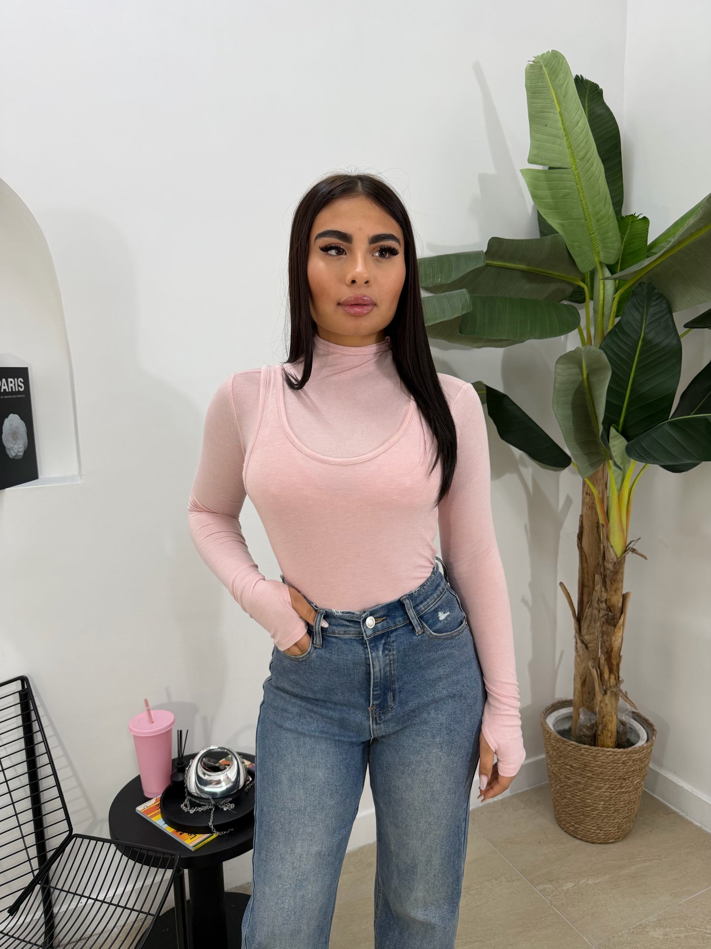 Maglia double skin rosa