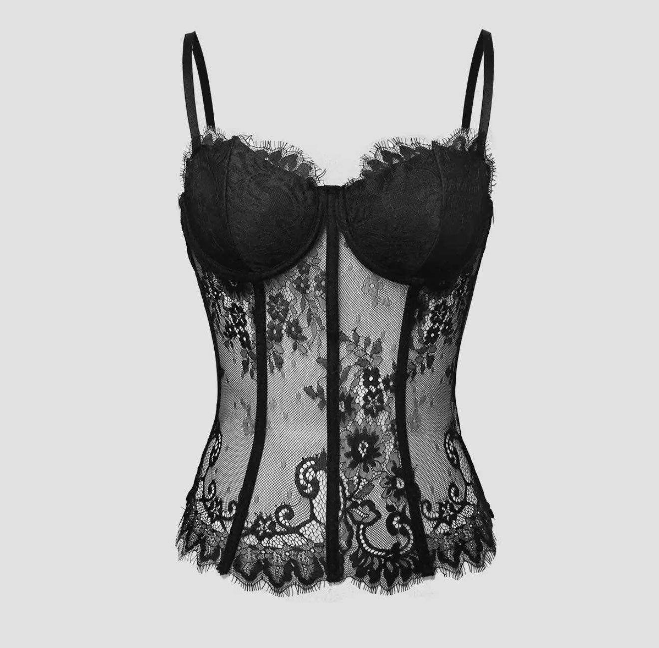 Corpetto in pizzo nero