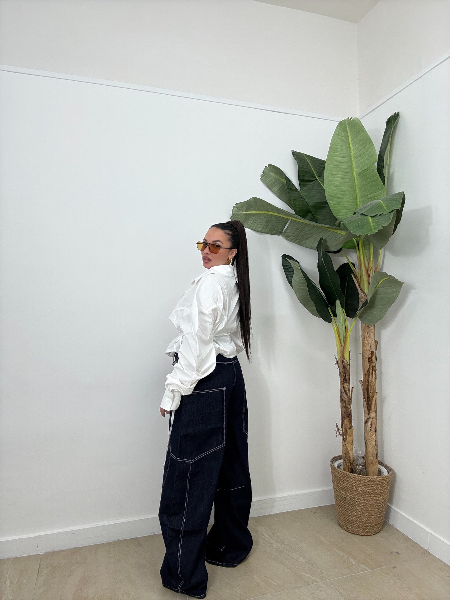 Jeans cuciture white 22011