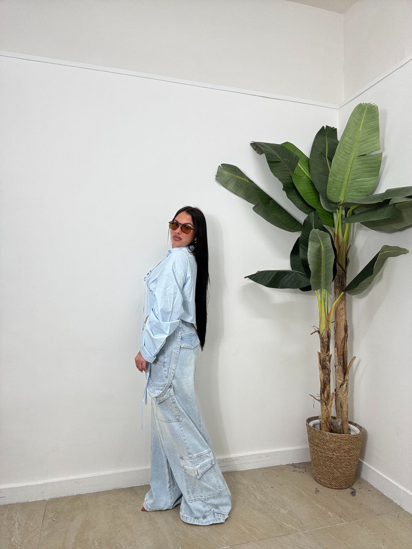 Jeans bretelle cargo