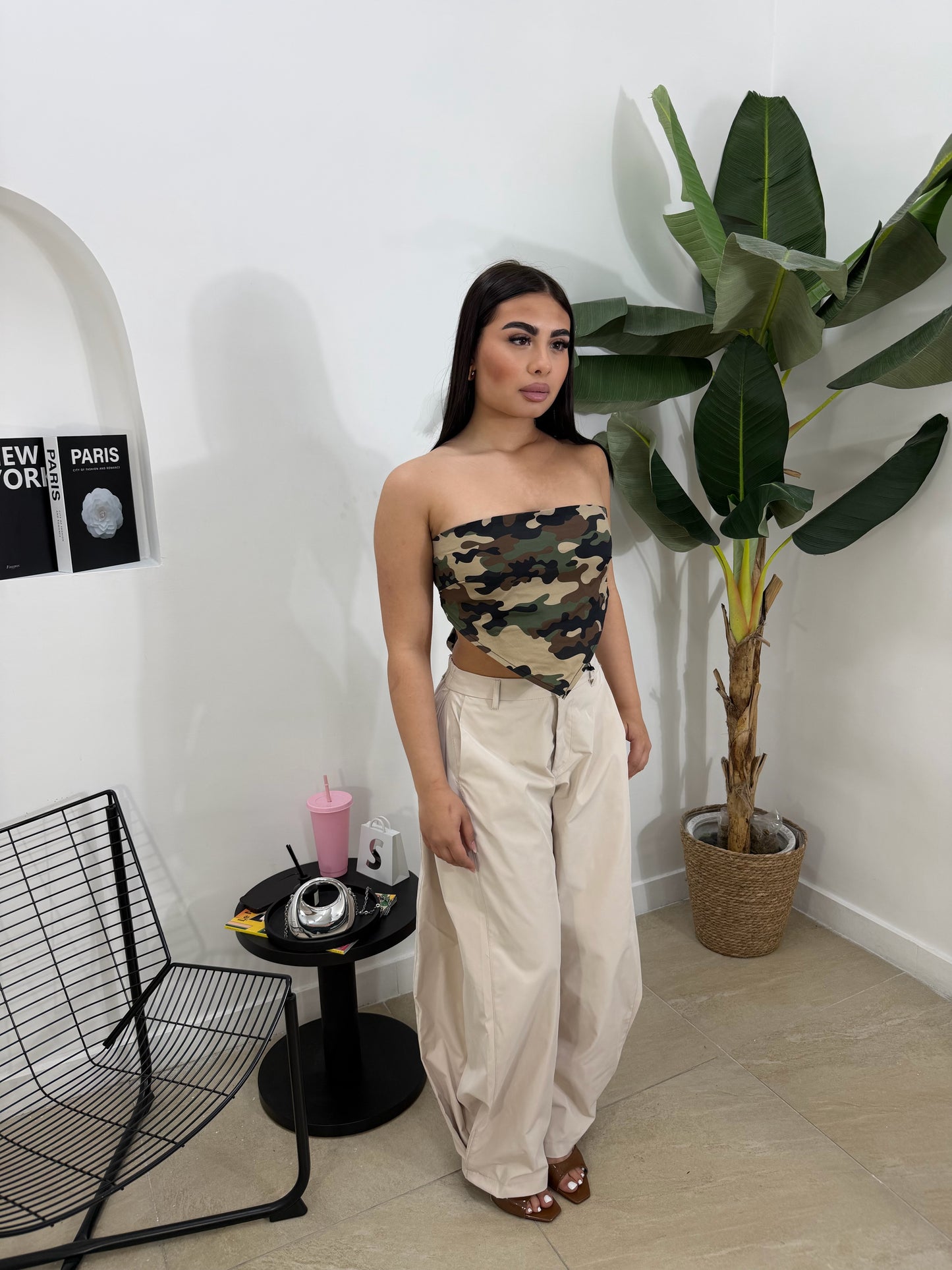 Pantalone ballon crema -12619