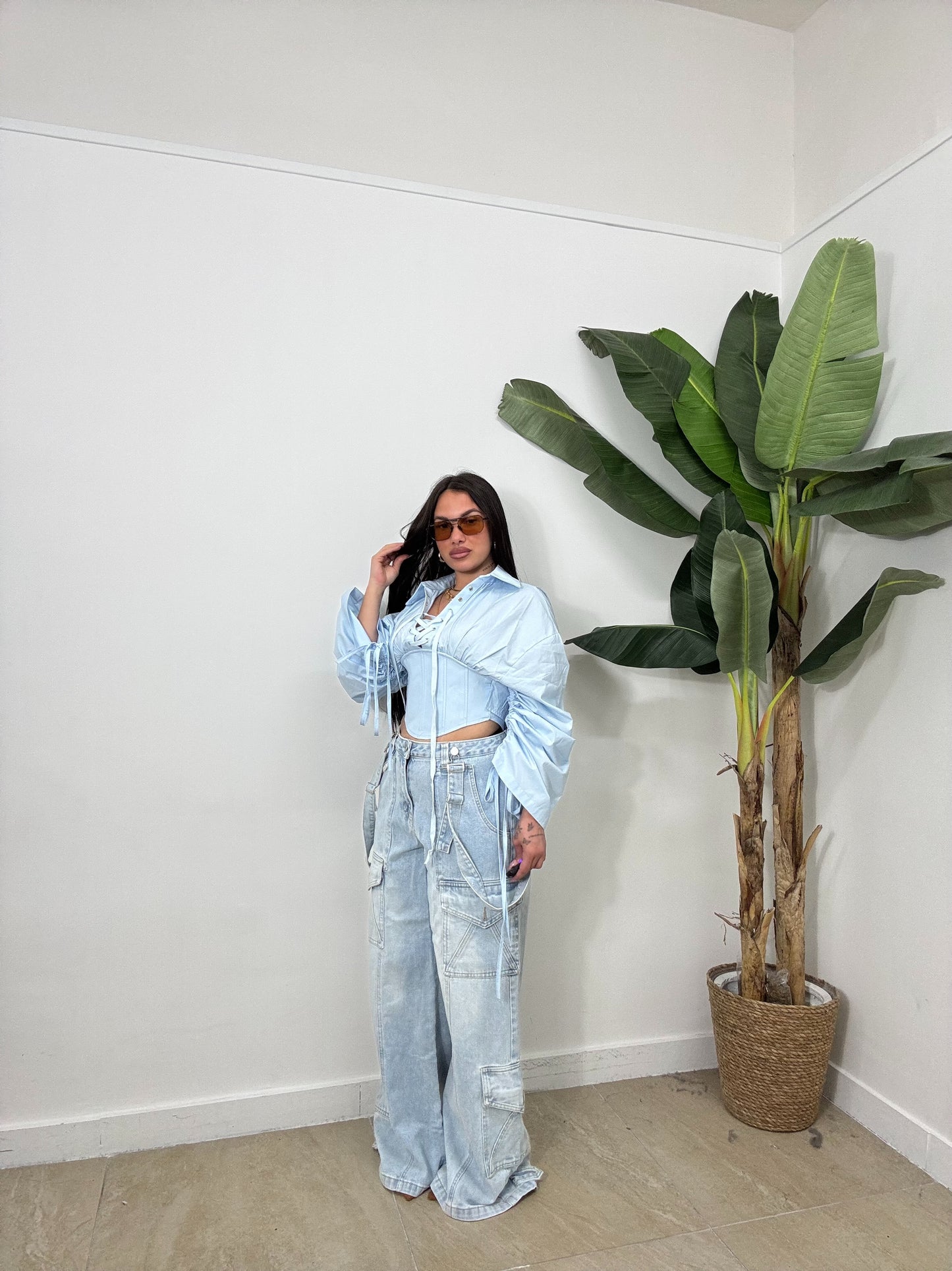 Jeans bretelle cargo