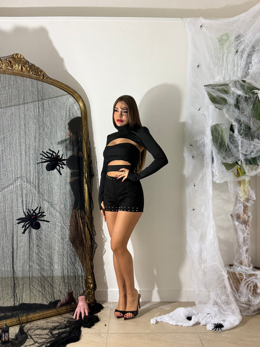 Shorts in camoscio nero