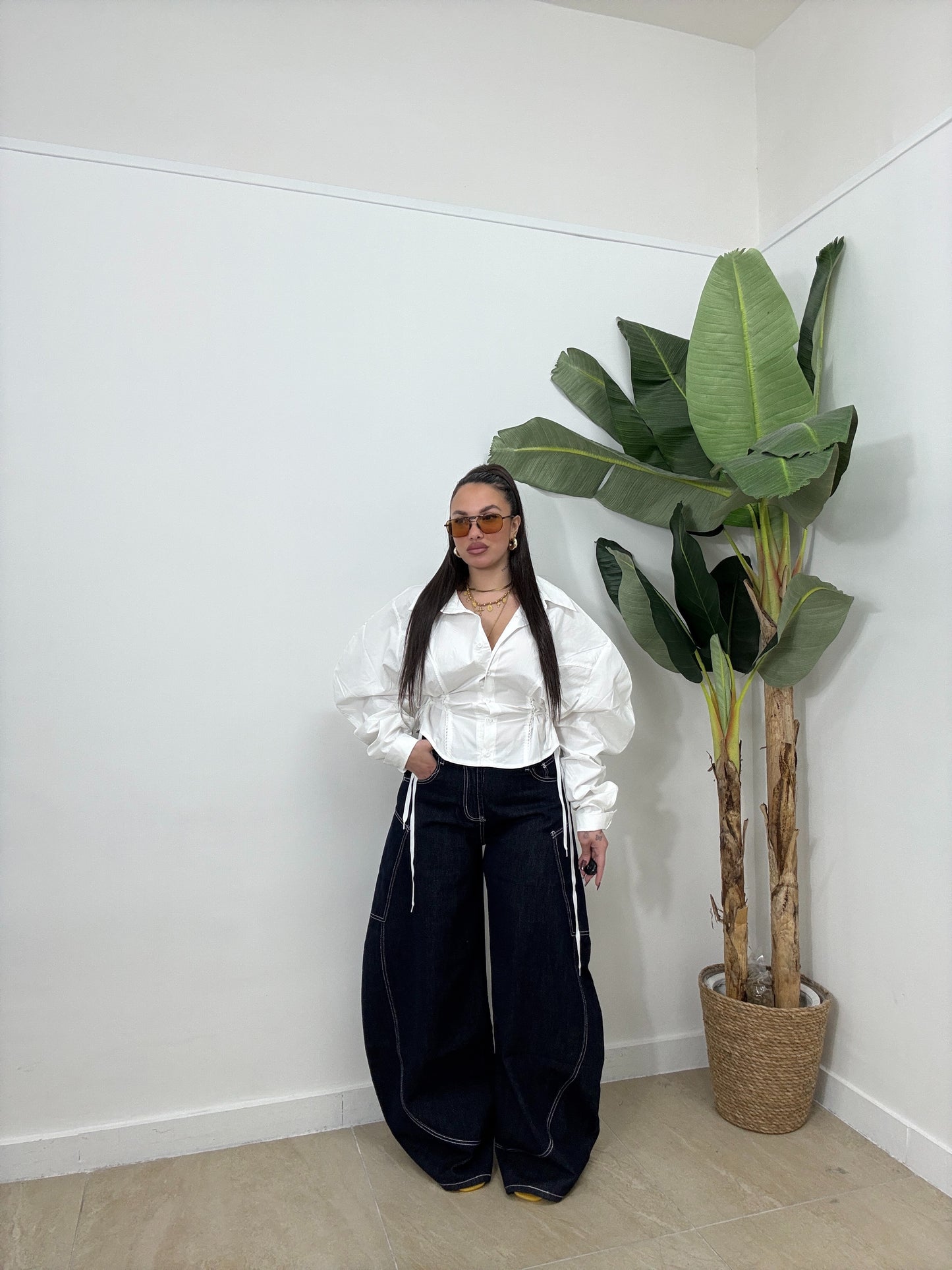 Jeans cuciture white 22011