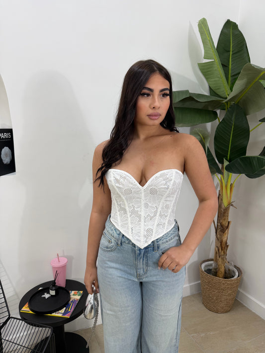 Corpetto ricamato bianco -Y81