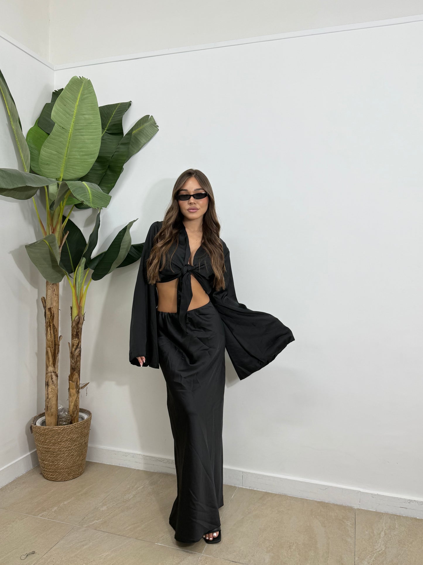 Coordinato satin con gonna