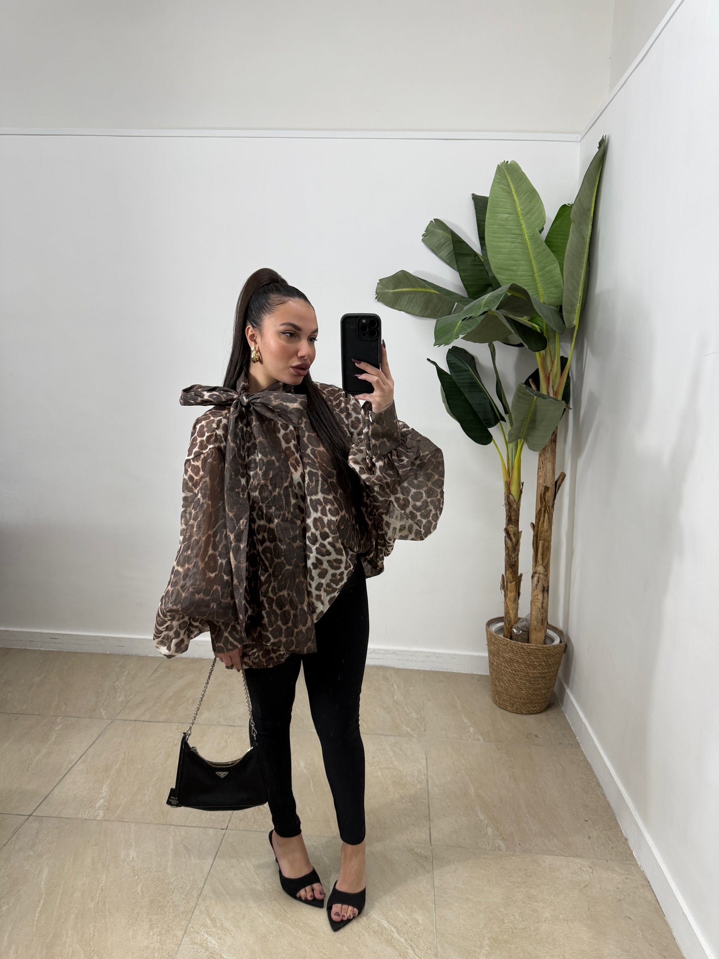 Camicia fiocco animalier