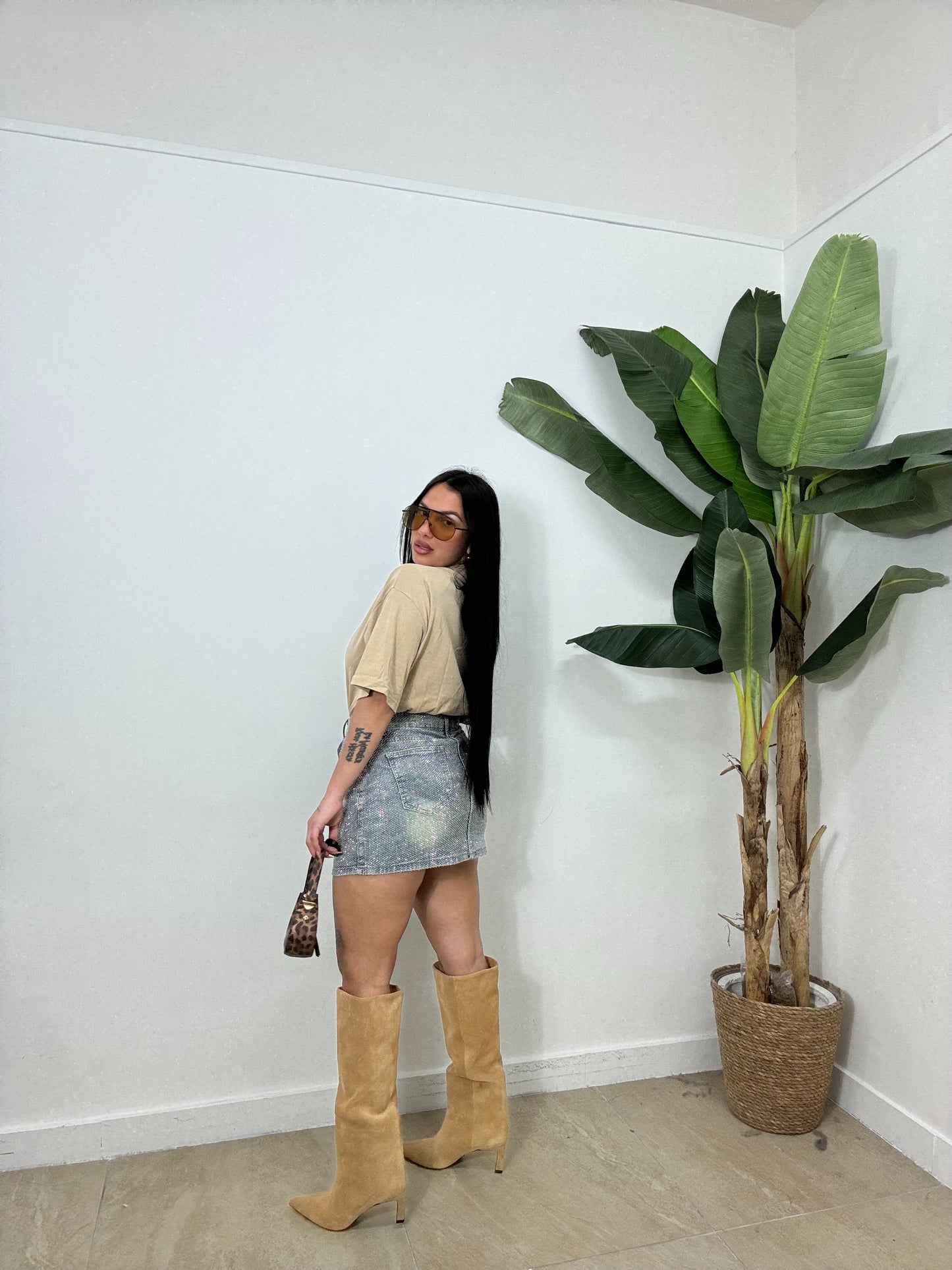 Pantagonna denim con brillantini