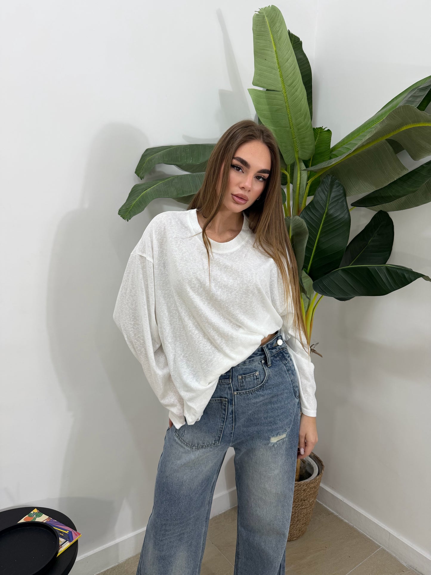 Longsleeve semi velata bianca -19366