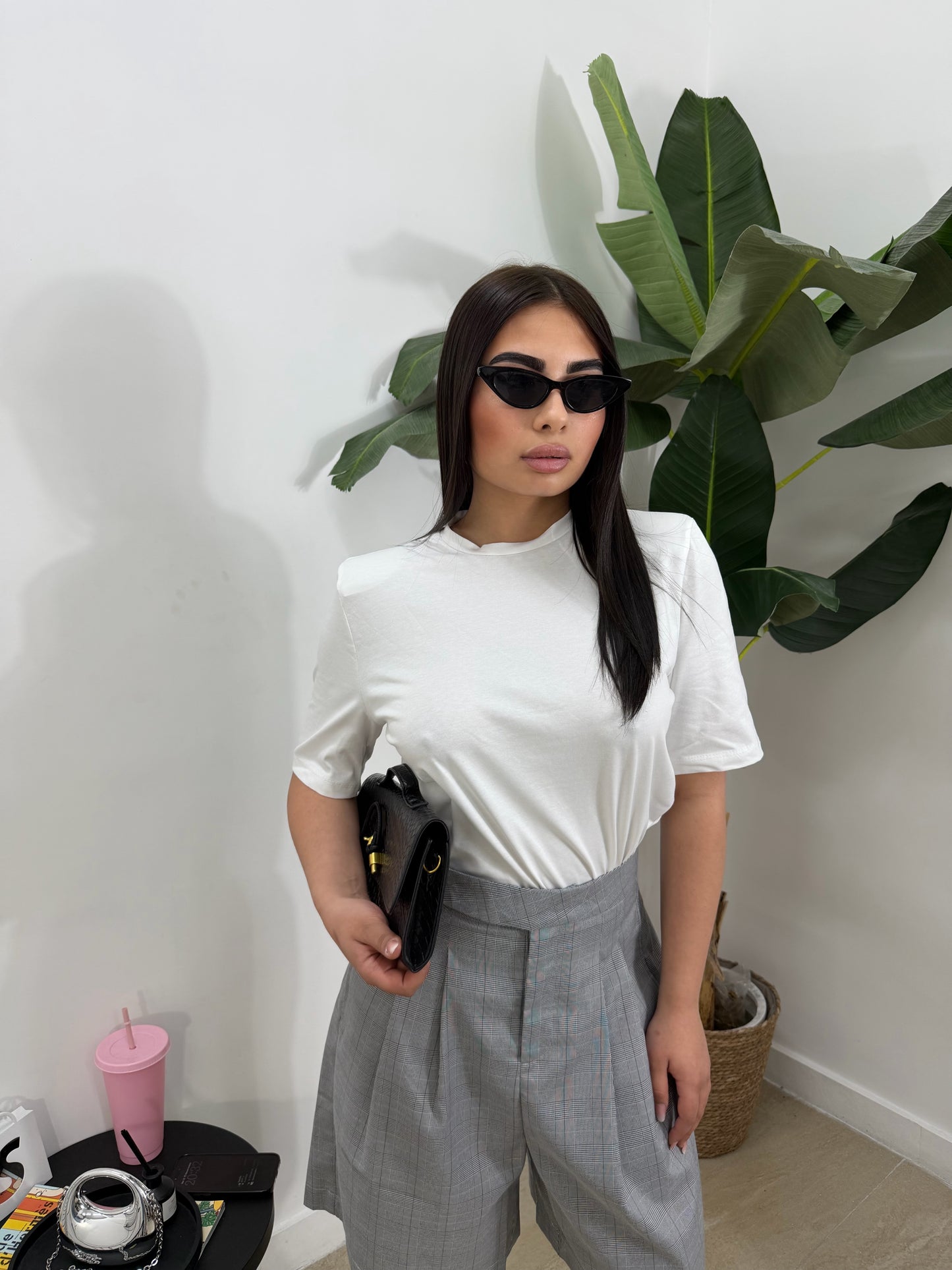 Shirt basic con spalline bianca -9562