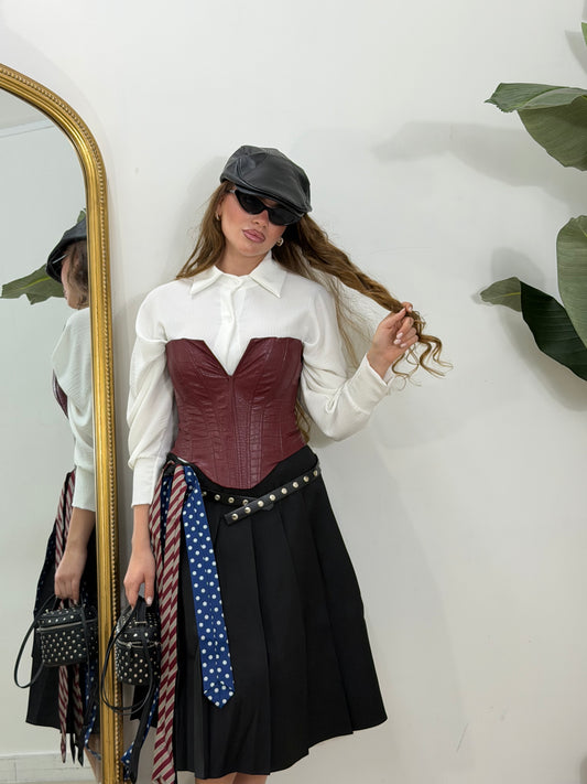 Bustino in pelle pitonato BORDEOUX