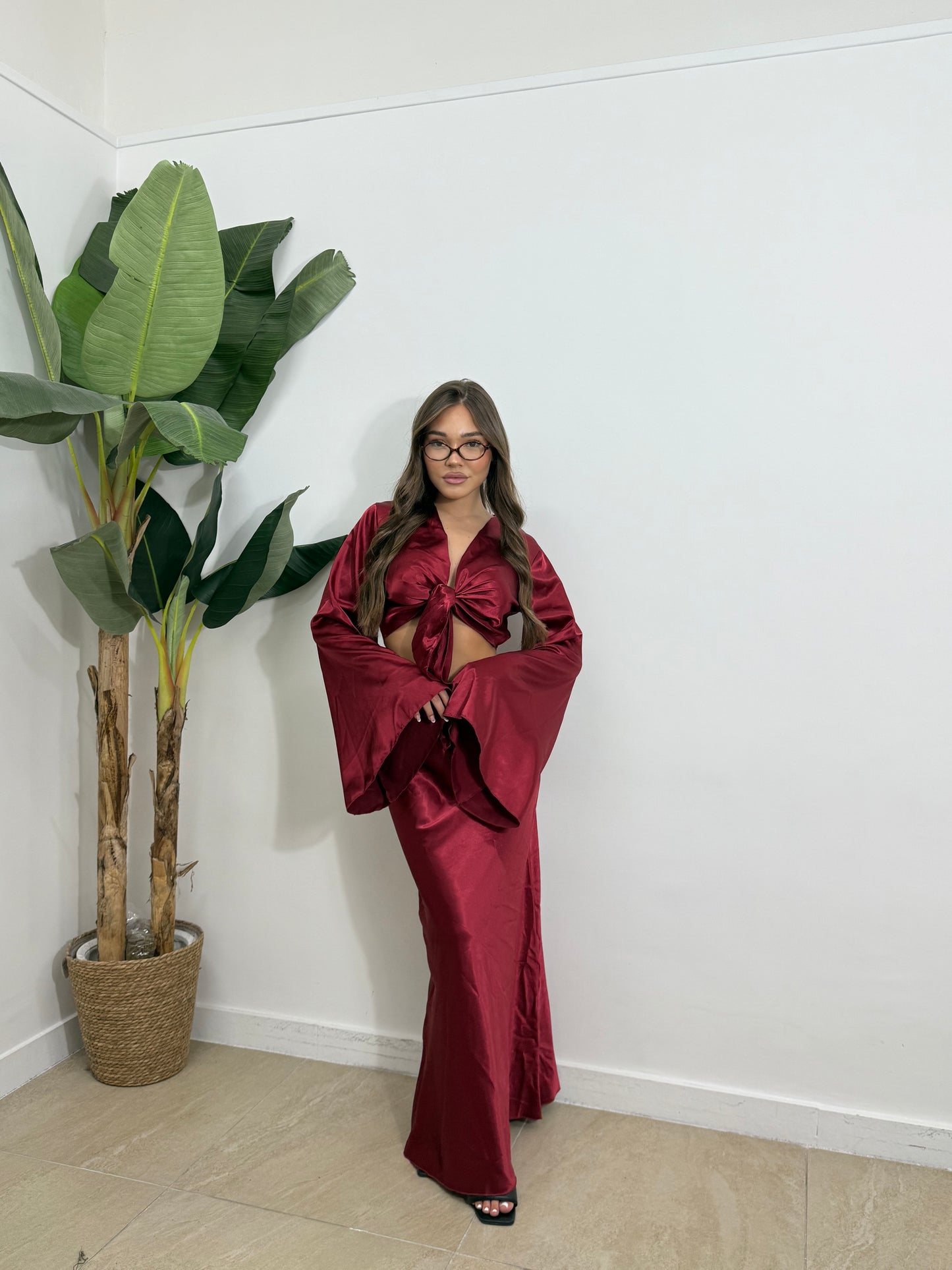 Coordinato satin con gonna