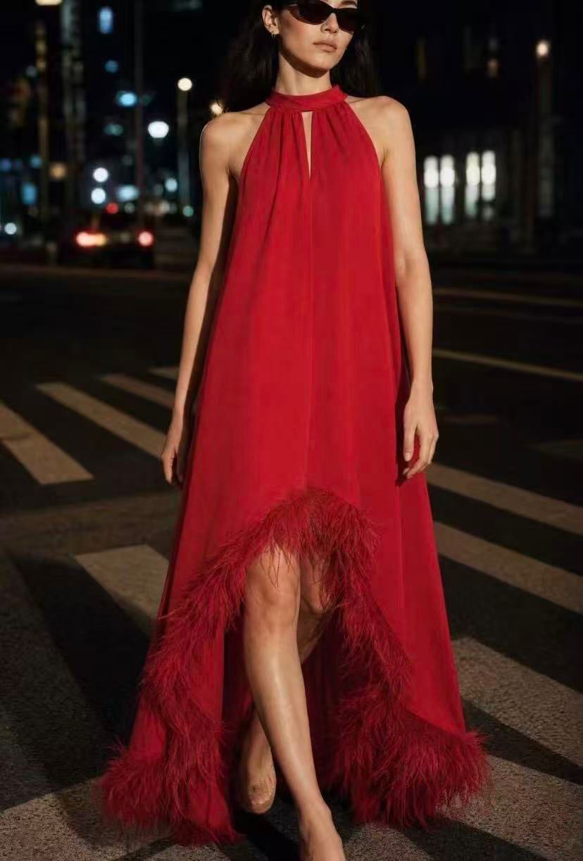 Abito plumage rosso