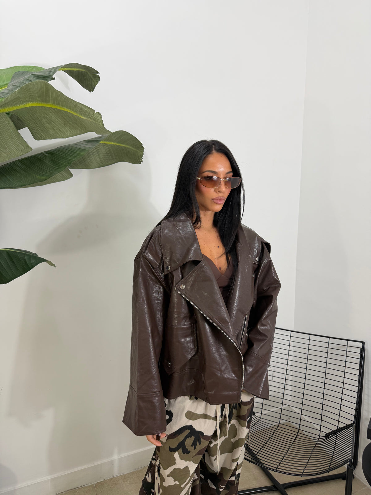 Biker oversize marrone - 534