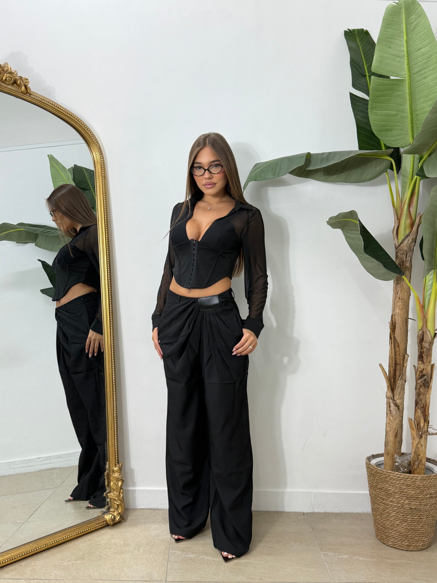 Camicia bustier nero -19302