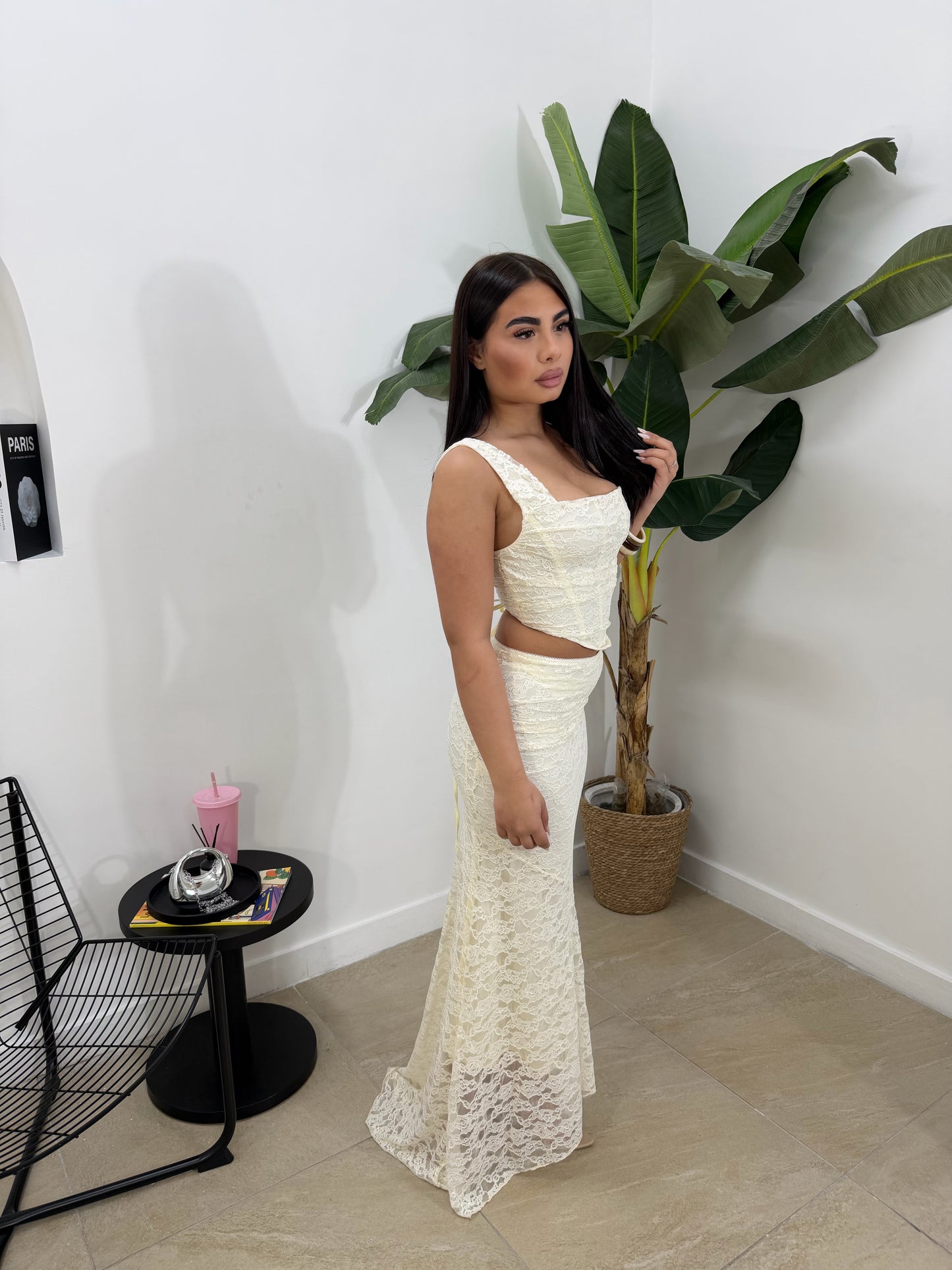 Cord set macramé panna -7002