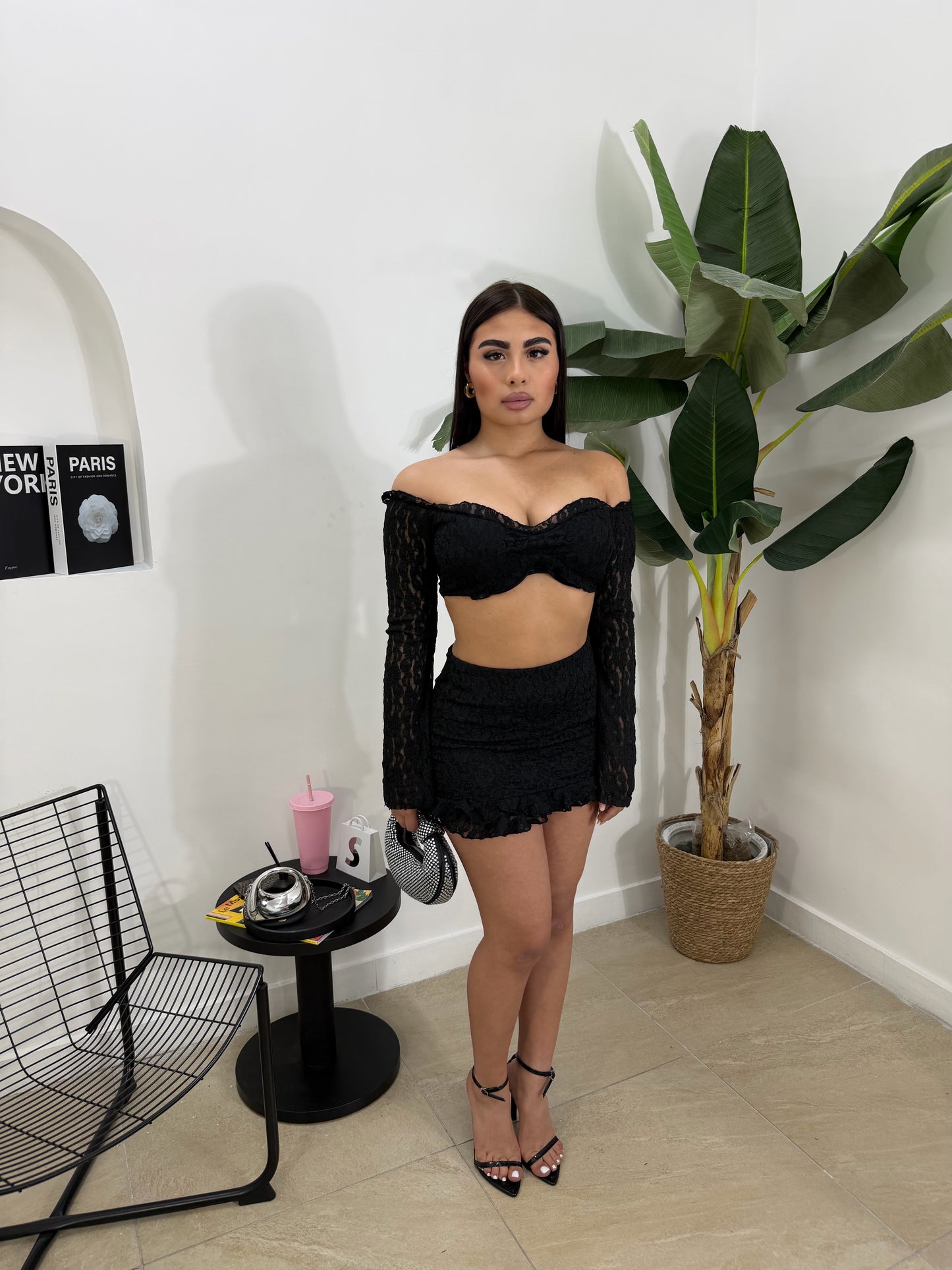 Coordinato macramé nero -20228