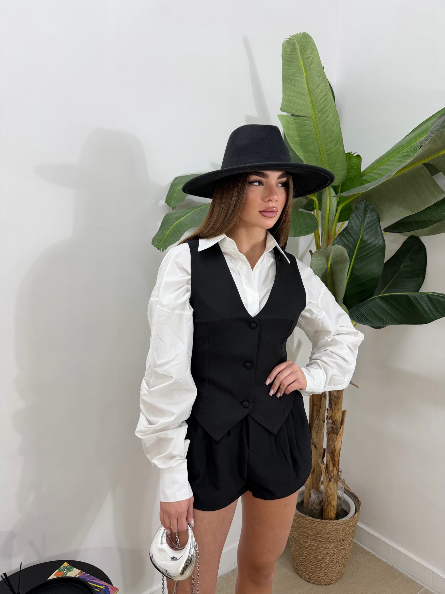 Gilet merletto nero -13525