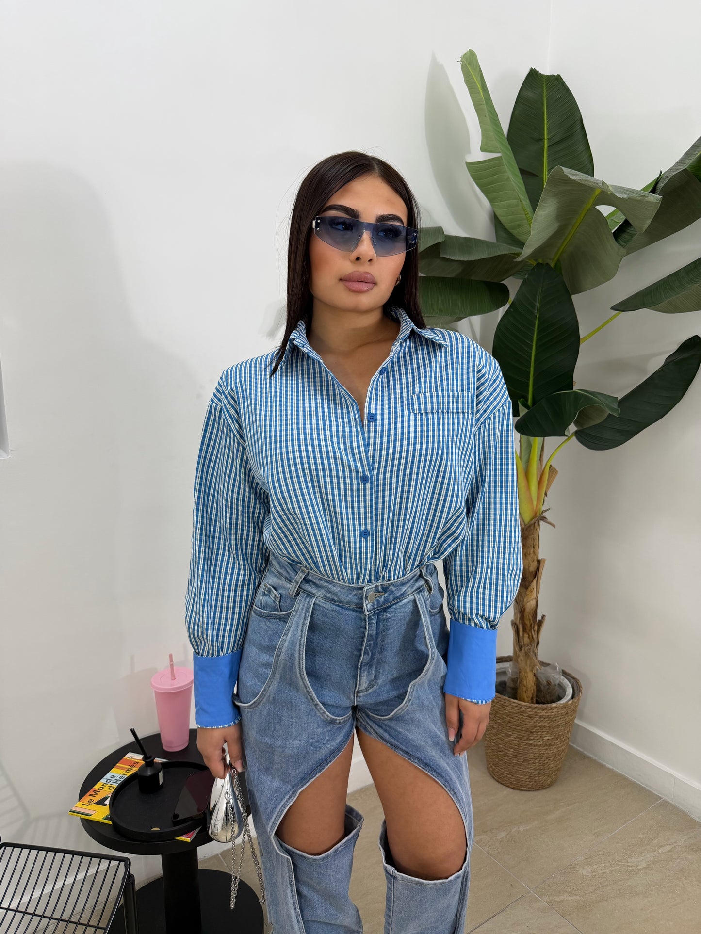 Camicia quadretti blu -2764