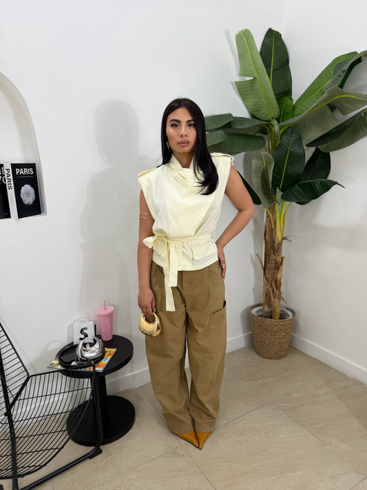 Pantalone japanese camel -7640