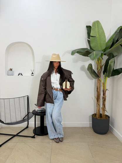 Biker oversize marrone -534