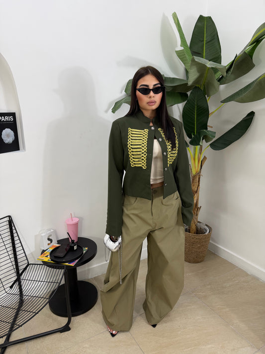 Pantalone oversize verde -52571